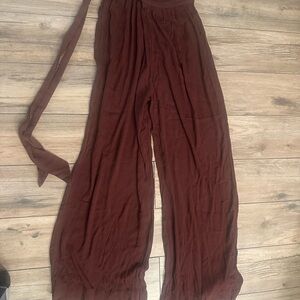 Free People Rich Brown Wide-Leg Pants